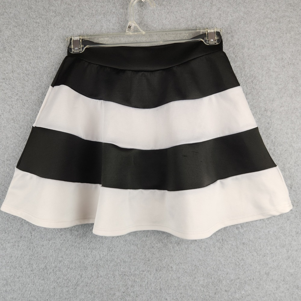 Charlotte Russe Black White Stripe Skater Skirt Women's Size S‎